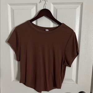 Brown Crop Relaxed T-Shirt